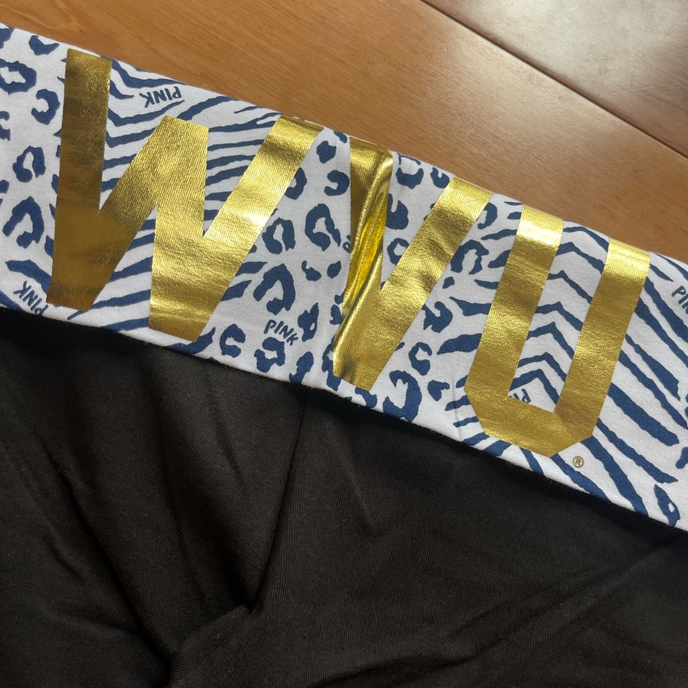 PINK WVU capri fold over tights
